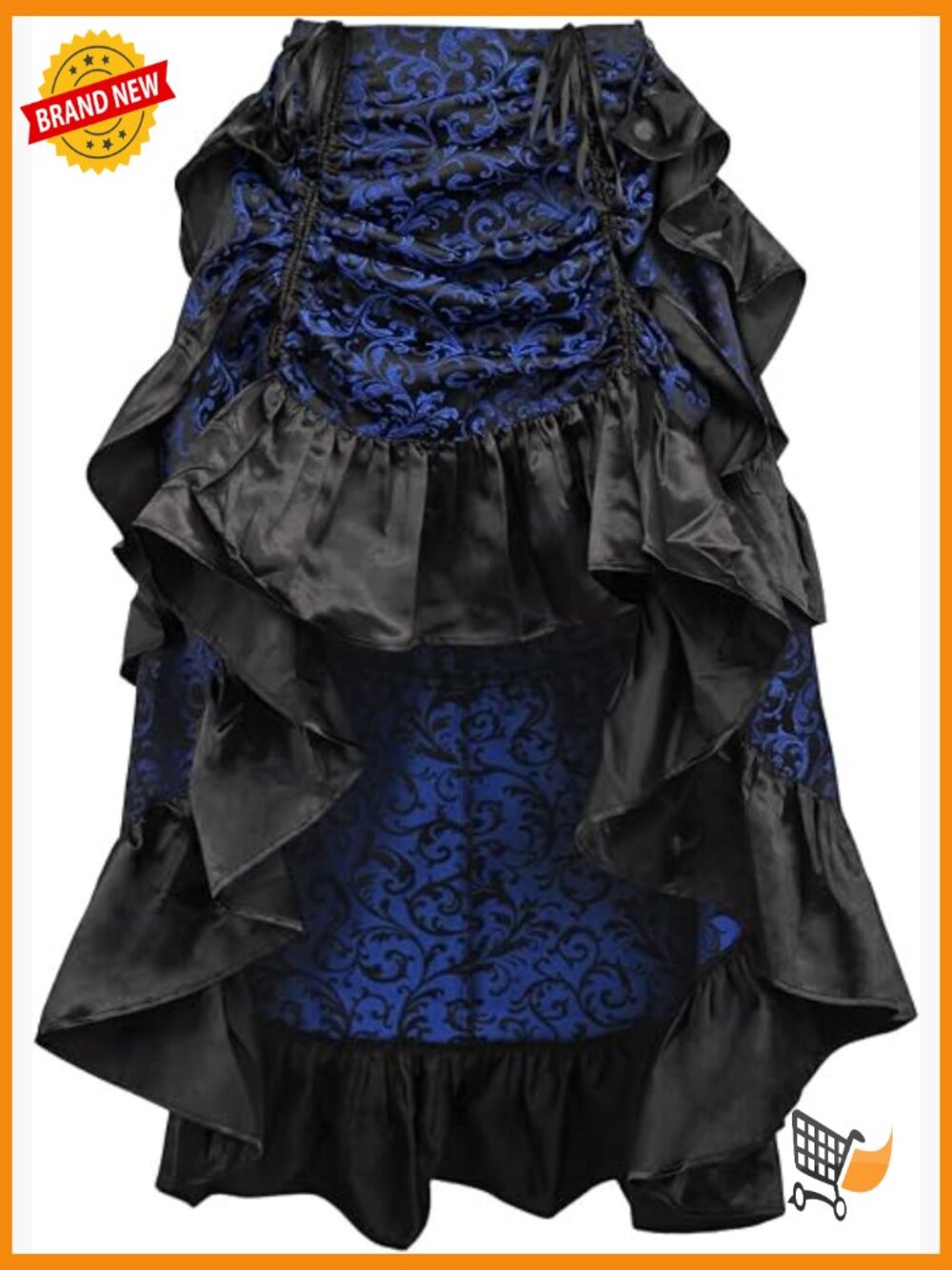 Brocade Adjustable High Low Bustle Skirt